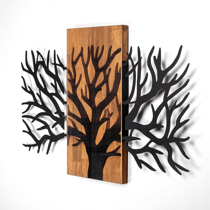 Wallity Horn Tree - 381 Escultura de Pared de Madera y Metal en Nogal y Negro Wallity Horn Tree - 381 Escultura de Pared de Madera y Metal en Nogal y Negro